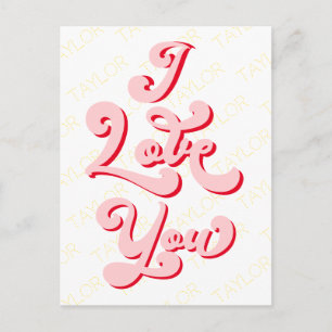 I Love You Valentine's Day Cup Retro Light Pink Postcard