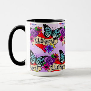 I Love You   Valentine's Day Heart and Rose  Mug