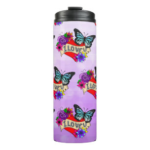 I Love You   Valentine's Day Heart and Rose  Thermal Tumbler