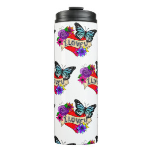 I Love You   Valentine's Day Heart and Rose   Thermal Tumbler
