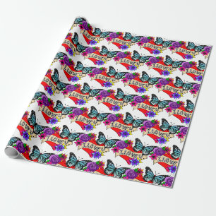 I Love You Valentine's Day Heart and Rose Wrapping Paper