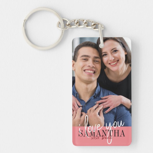 I Love You Valentine's Day Photo Key Ring (Front)