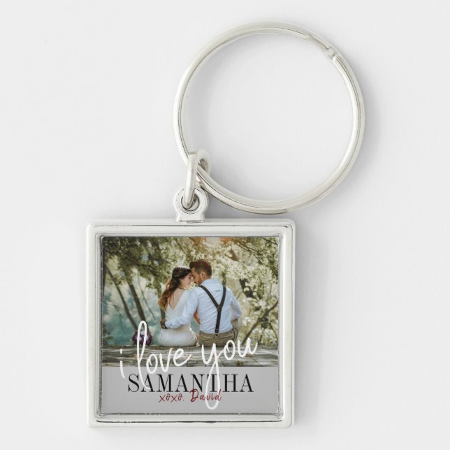 I Love You Valentine's Day Photo Key Ring (Front)