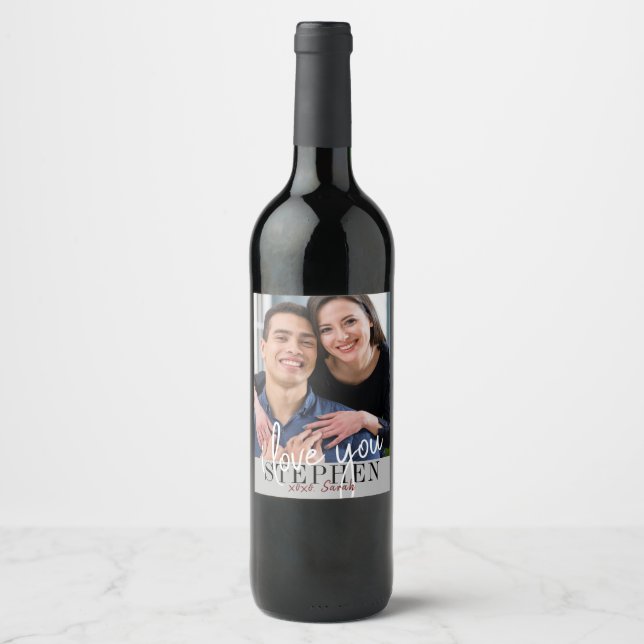 I Love You Valentine's Day Photo Wine Label (Front)