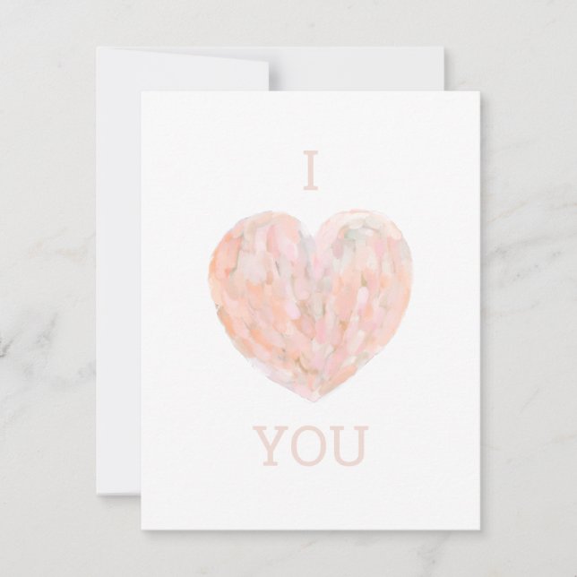 I love you. Valentines day. Simple cute pink heart Holiday Card (Front)