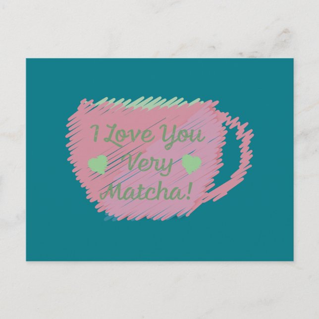 i Love You Very Matcha Holiday Postcard (Front)