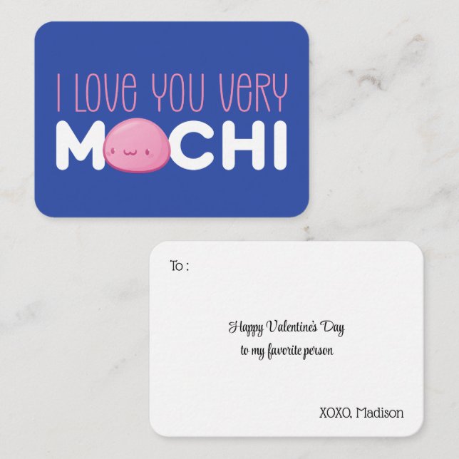 I Love You Very Mochi Cute Kids Valentine's Day Card (Front/Back)