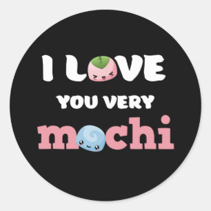 I Love You Very Mochi Cute Valentine's Day Puns Classic Round Sticker