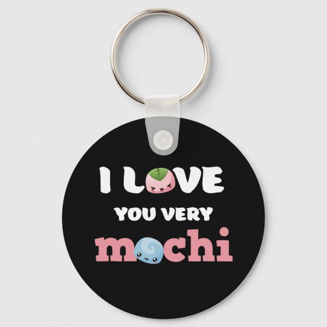 I Love You Very Mochi Cute Valentine's Day Puns Key Ring (Front)