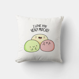 I Love You Very Mochi Funny Food Pun  Cushion