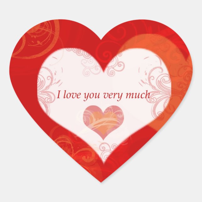 I Love You Very Much Heart-Shaped Sticker (Front)