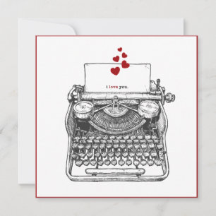 I love you Vintage Typewriter Love Note Holiday Card