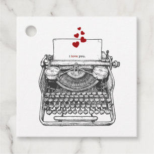 I love you   Vintage Typewriter   Valentine's Favour Tags