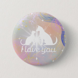 I love you watercolor cat button