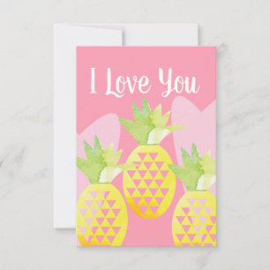 I Love You Watercolor Pineapples Cards