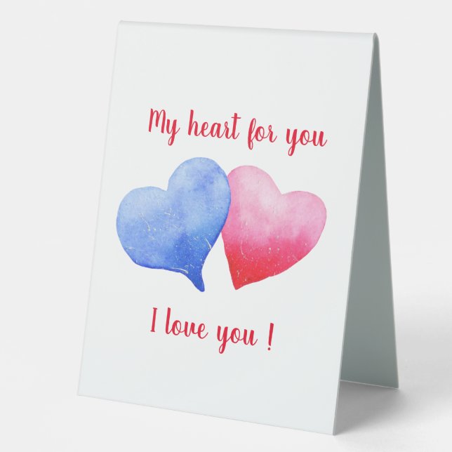 I love you watercolor red and blue Valentine's Day (Front)