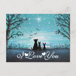 I Love You Whimsical Winter Sunset Postcard