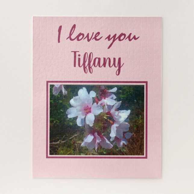 I love you white flowers jigsaw puzzle (Vertical)