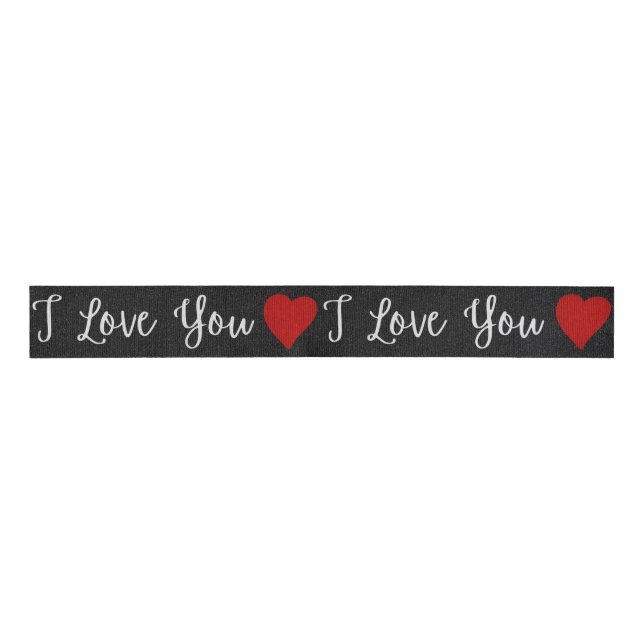 I Love You White Glitter Valentine's Grosgrain Rib Grosgrain Ribbon (Front)