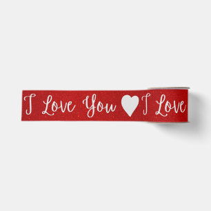 I Love You White Glitter Valentine's Grosgrain Rib Ribbon