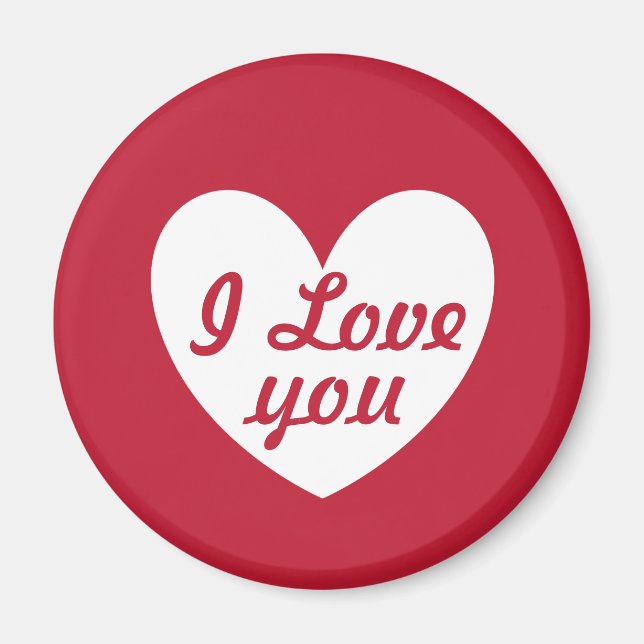 "I love you" White heart on red Magnet (Front)