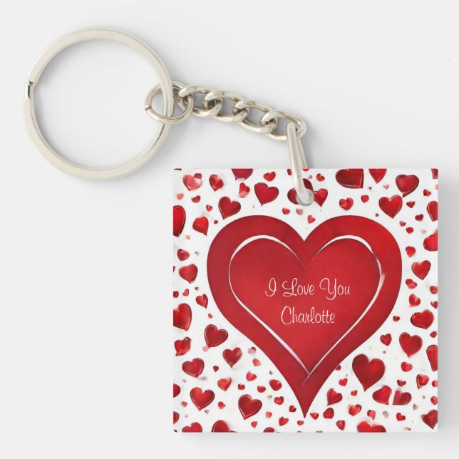 I Love You | Will You Marry Me Red Heart Valentine Key Ring (Front)
