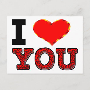 I Love You with 3D Heart Postcard