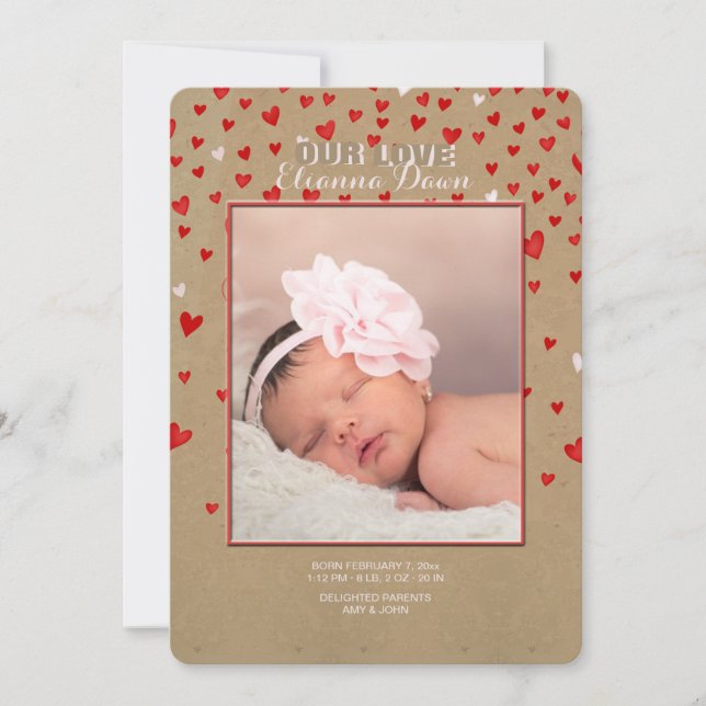 I Love You With All My Heart Photo Birth Announce Announcement (Front)