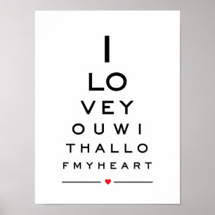 I love you with all of my heart eye chart