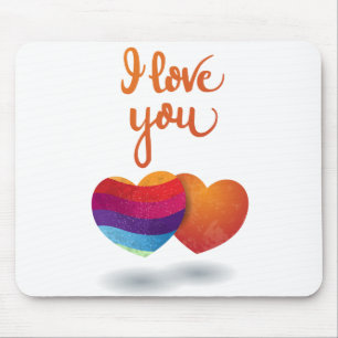 I love You with Couple of Hearts Mouse Mat