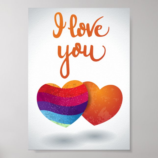 I love You with Couple of Hearts Poster (Front)