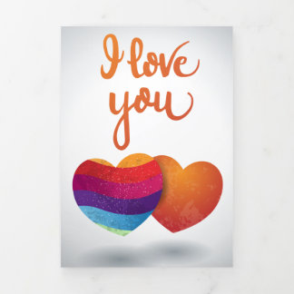 I love You with Couple of Hearts Tri-Fold Card