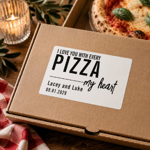 I Love You With Every Pizza   Funny Pizza Party Rectangular Sticker