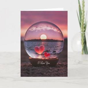 I Love You with Floating Hearts in a Crystal Ball  Card