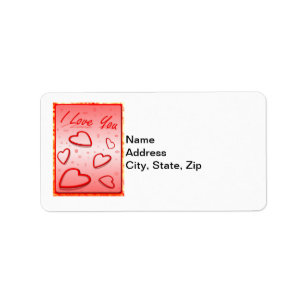 I Love You with Hearts Pink Background Label