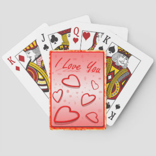 I Love You with Hearts Pink Background Playing Cards