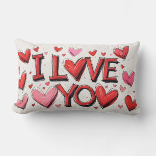 I Love You With Many Hearts Lumbar Cushion
