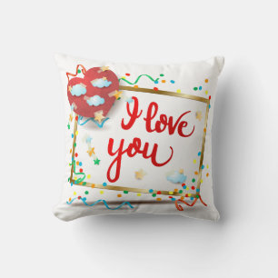 I Love You with Red Heart Cushion