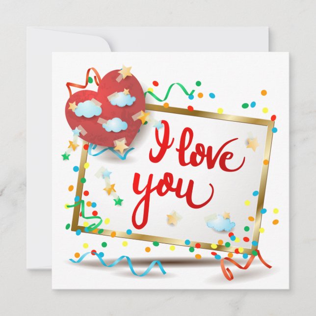 I Love You with Red Heart Invitation (Front)