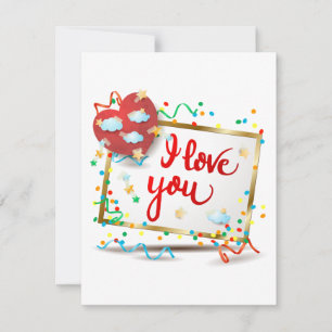I Love You with Red Heart Thank You Card