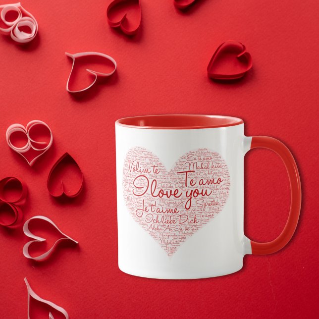 I Love You Word Cloud Red Heart Valentine's Day Mug (Creator Uploaded)