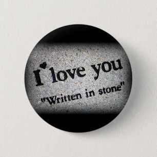 I love you written in stone Button