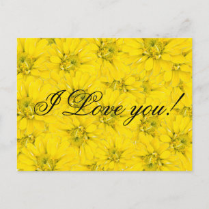 i love you yellow flower postcard