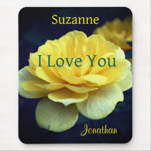 I Love You Yellow Rose Personalized Mouse Mat