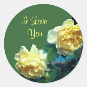 I Love You Yellow Roses Floral Classic Round Sticker