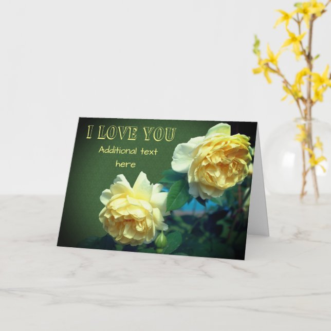 I Love You Yellow Roses Flower Personalised Card (Yellow Flower)