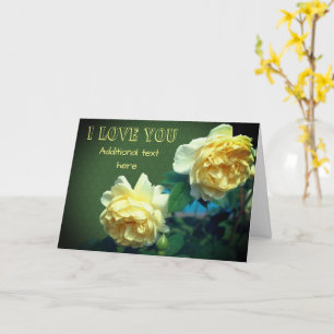 I Love You Yellow Roses Flower Personalised Card