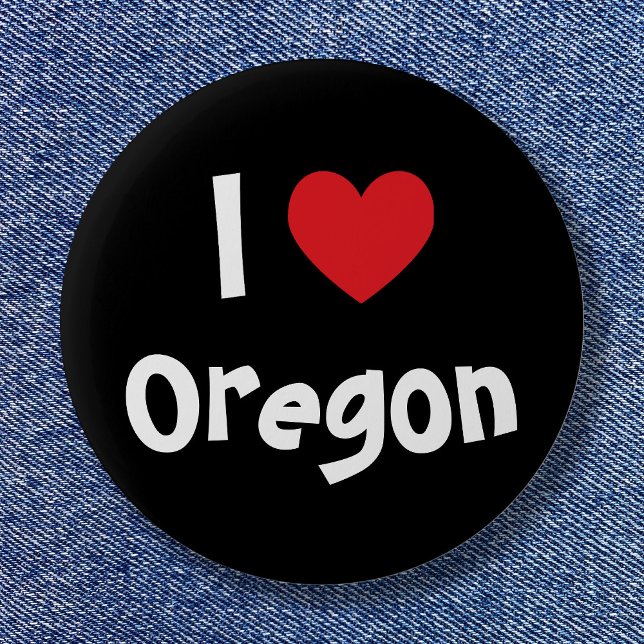 I Love Your City or State Here 6 Cm Round Badge (I Love Oregon Button)