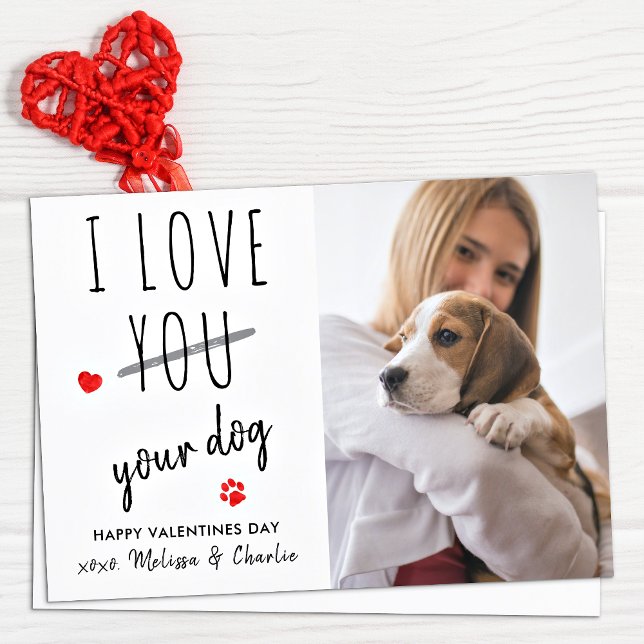 I Love Your Dog Funny Valentines Day Pet Photo  Holiday Card (Creator Uploaded)