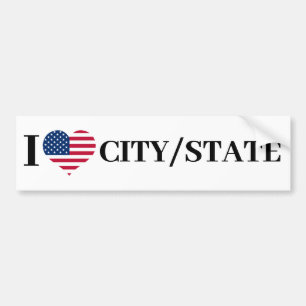 I love Your Flag City or State Bumper Sticker